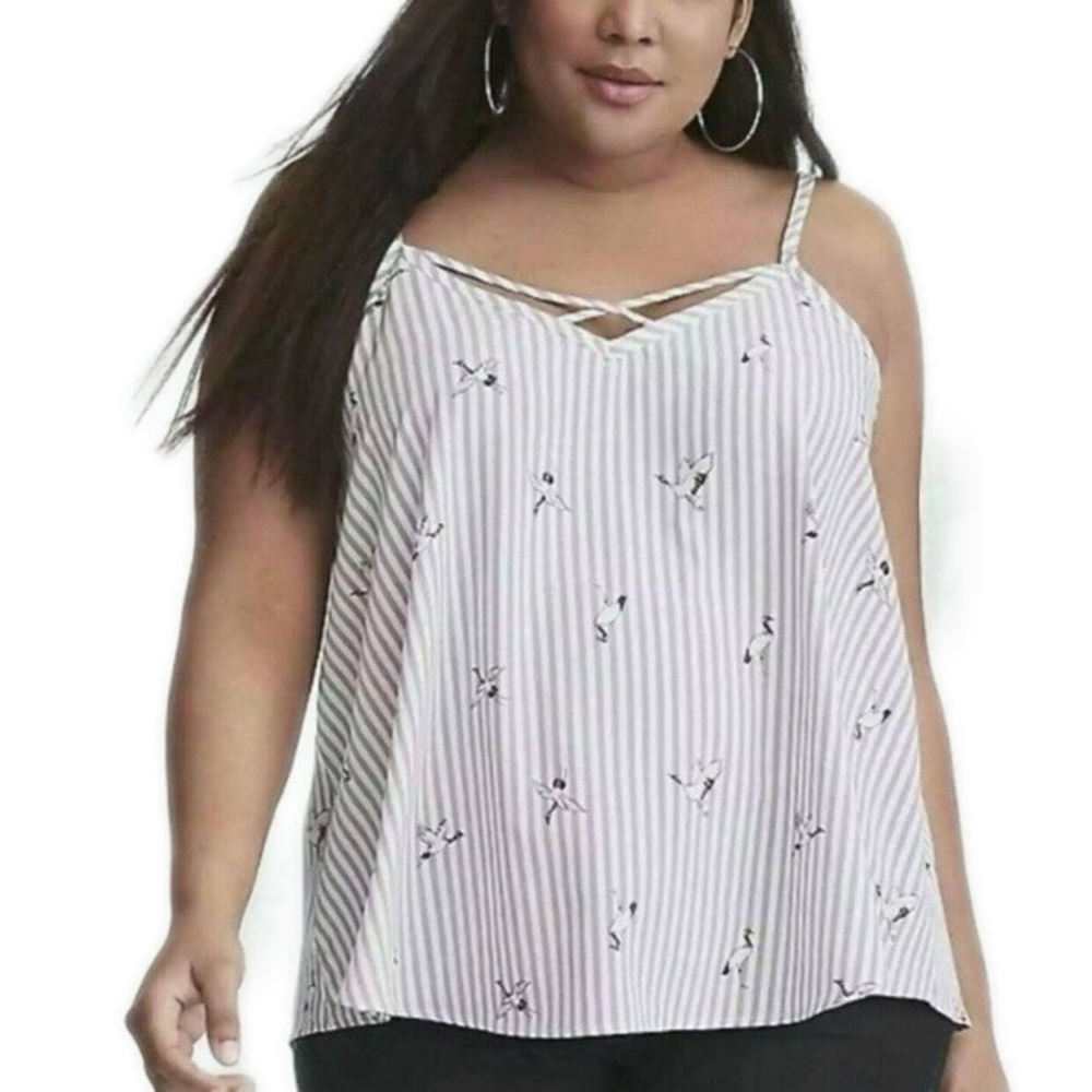 TORRID STRIPPED CRANE PATTERN TANK